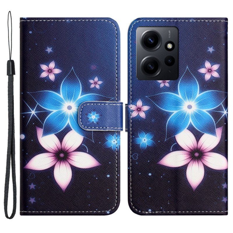 Folio-fodral Xiaomi Redmi Note 12 4G Med Kedjar Lunar Strap Blommor