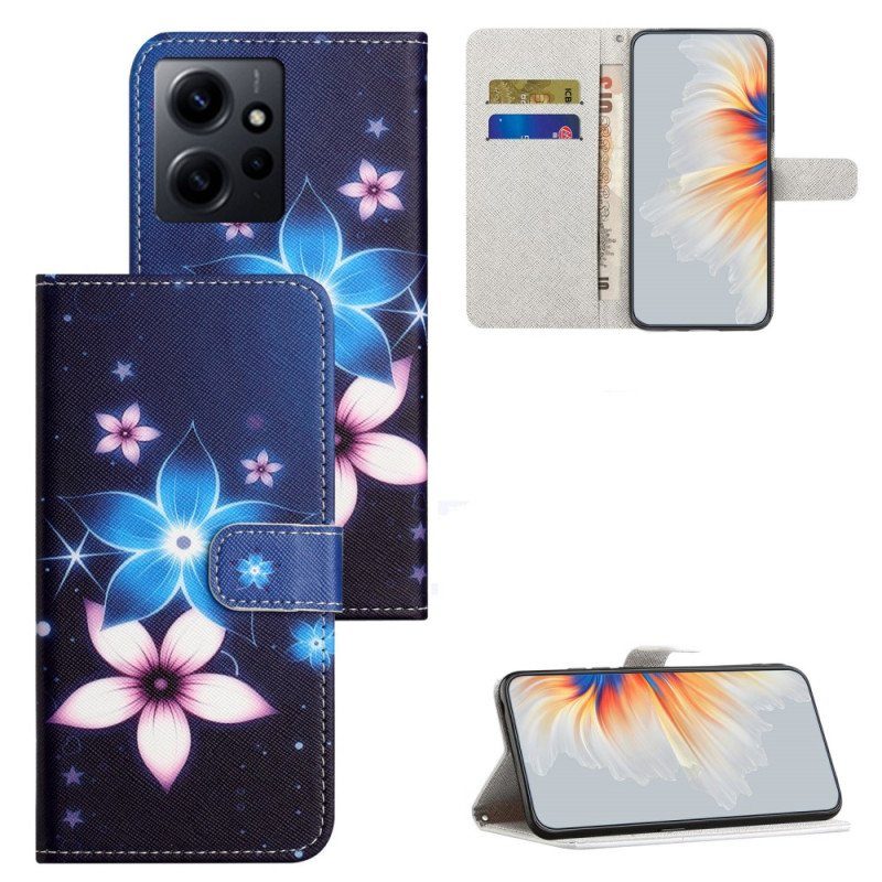 Folio-fodral Xiaomi Redmi Note 12 4G Med Kedjar Lunar Strap Blommor