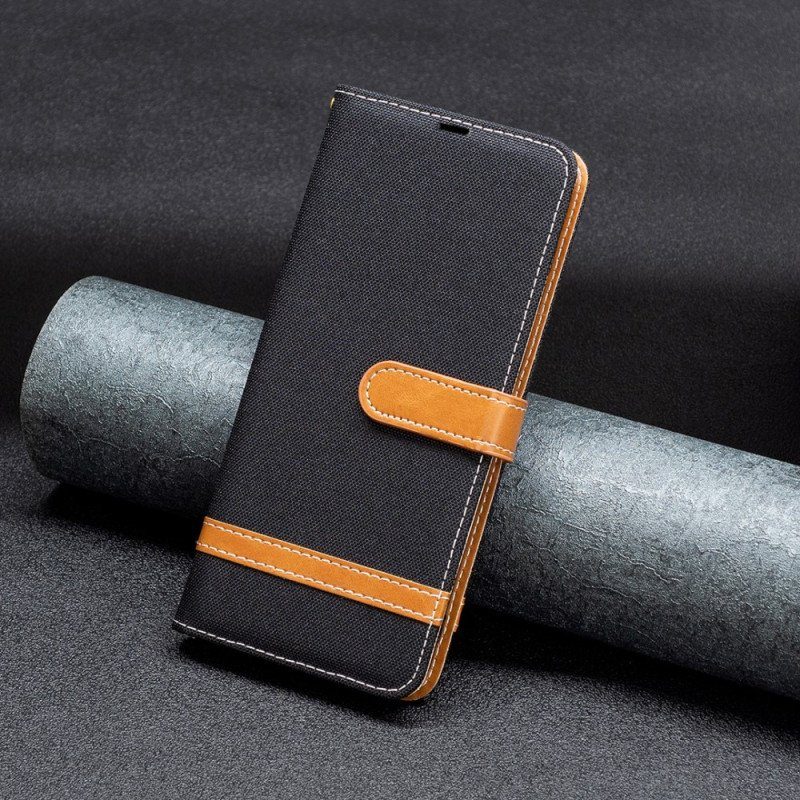 Folio-fodral Xiaomi Redmi Note 12 Pro Med Kedjar Rem I Tyg Och Lädereffekt