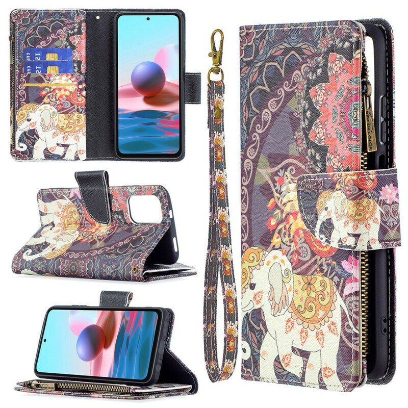 Läderfodral Poco M5s Elephant Zip-ficka