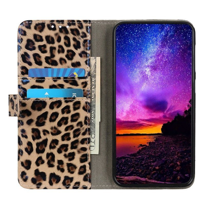 Läderfodral Samsung Galaxy A14 / A14 5G Leopardhudeffekt