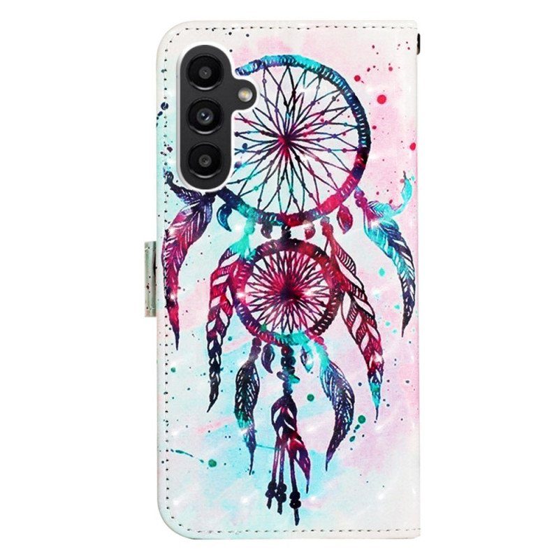 Läderfodral Samsung Galaxy A14 / A14 5G Med Kedjar Strap Dream Catcher