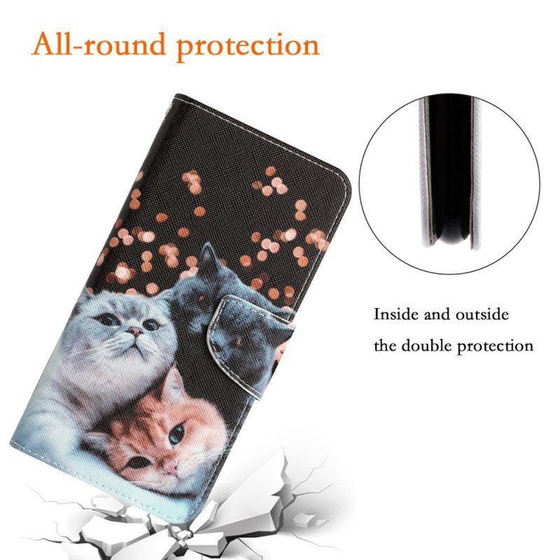 Läderfodral Samsung Galaxy A54 5G Med Kedjar Endast Thong Cats