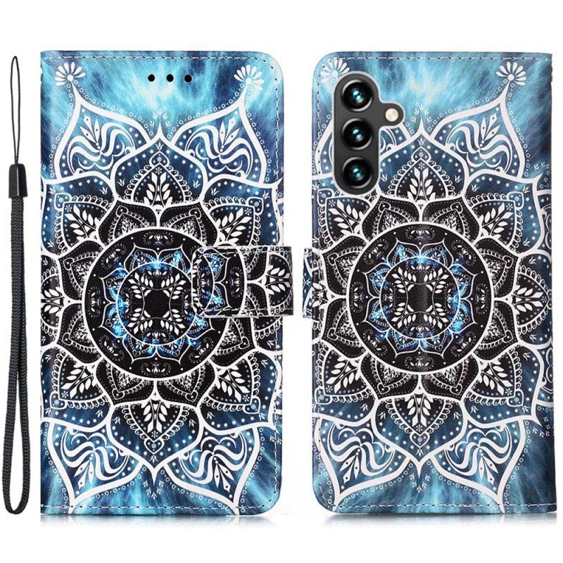 Läderfodral Samsung Galaxy A54 5G Med Kedjar Strappy Mandala