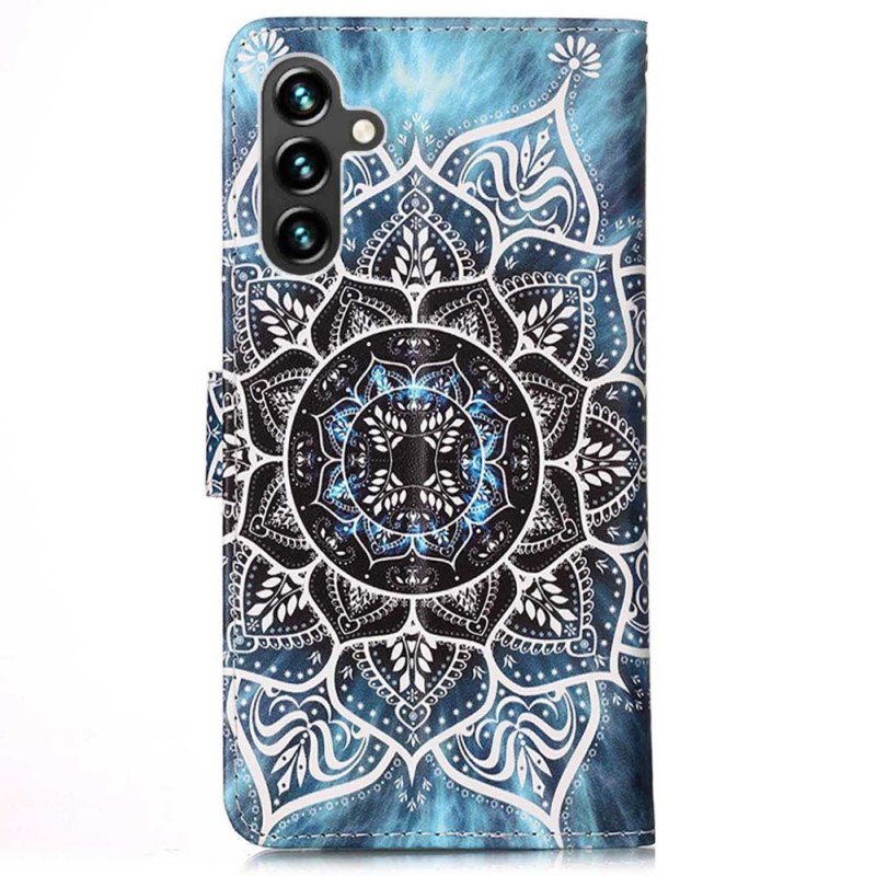 Läderfodral Samsung Galaxy A54 5G Med Kedjar Strappy Mandala