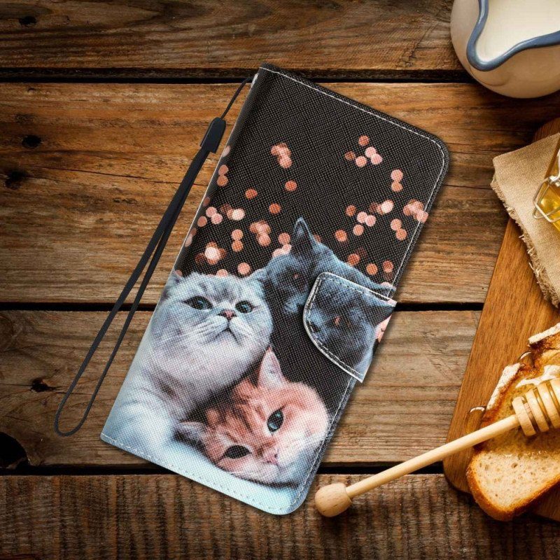 Läderfodral Samsung Galaxy S23 Ultra 5G Med Kedjar Endast Thong Cats