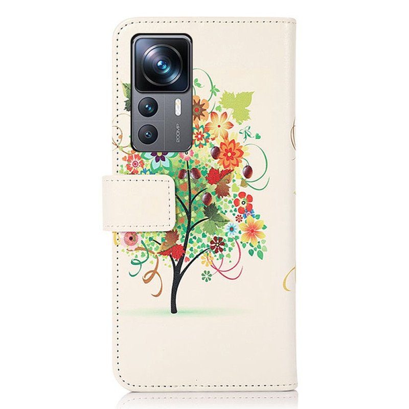 Läderfodral Xiaomi 12T / 12T Pro Blommande Träd