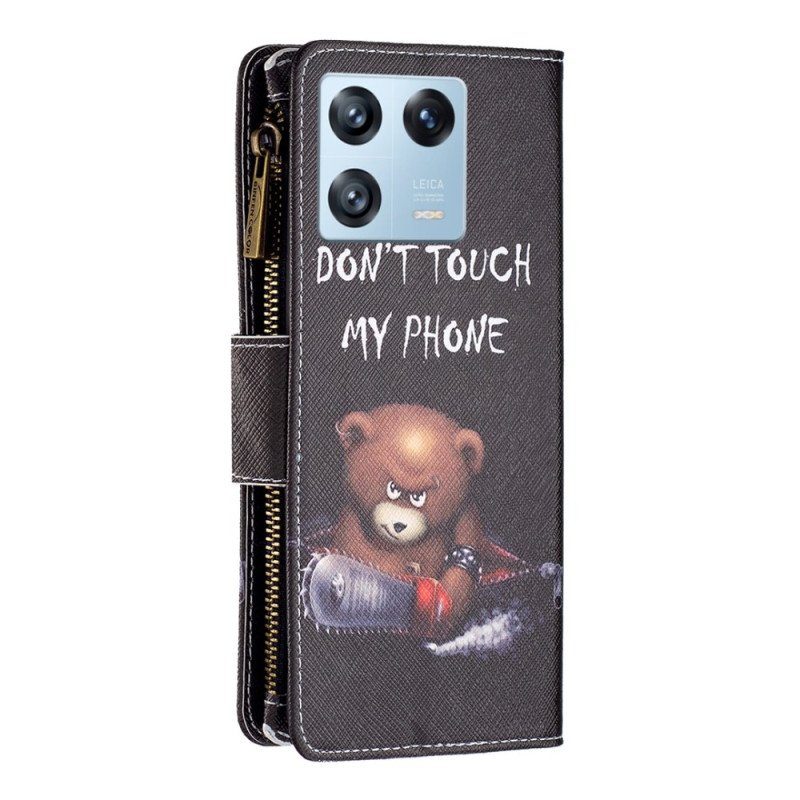Läderfodral Xiaomi 13 Pro Blixtlåsficka Dangerous Bear