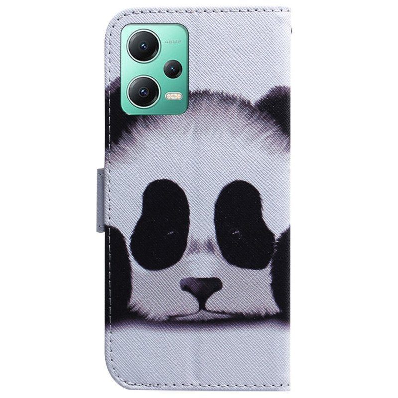Läderfodral Xiaomi Redmi Note 12 5G Med Kedjar Strappy Panda