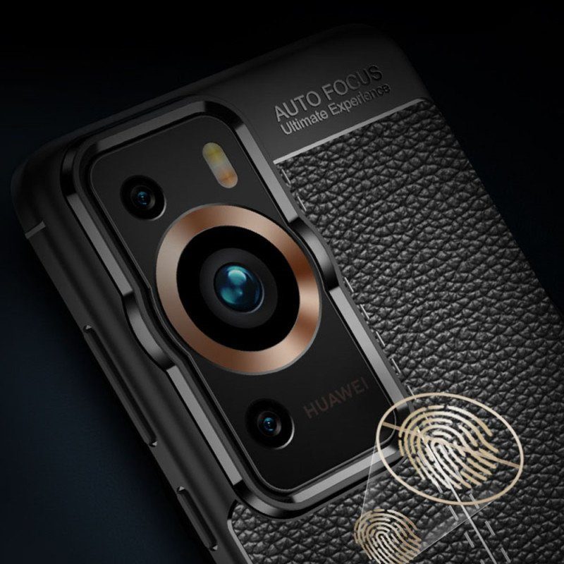 Mobilskal Huawei P60 Pro Dubbellinje Litchi Lädereffekt