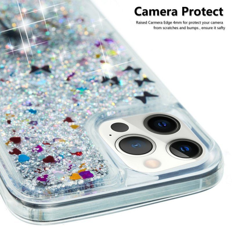 Mobilskal iPhone 15 Pro Maskros Glitter