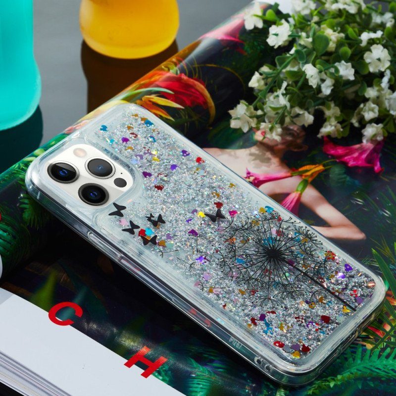 Mobilskal iPhone 15 Pro Maskros Glitter