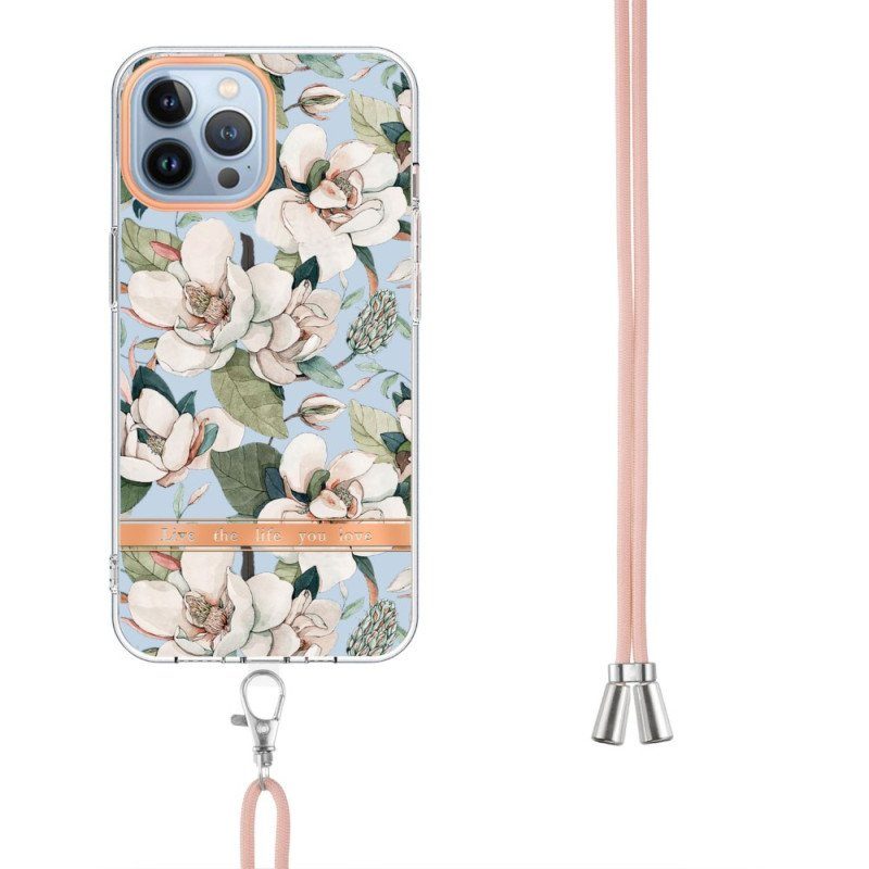 Mobilskal iPhone 15 Pro Max Med Snodd Cordon Blommor