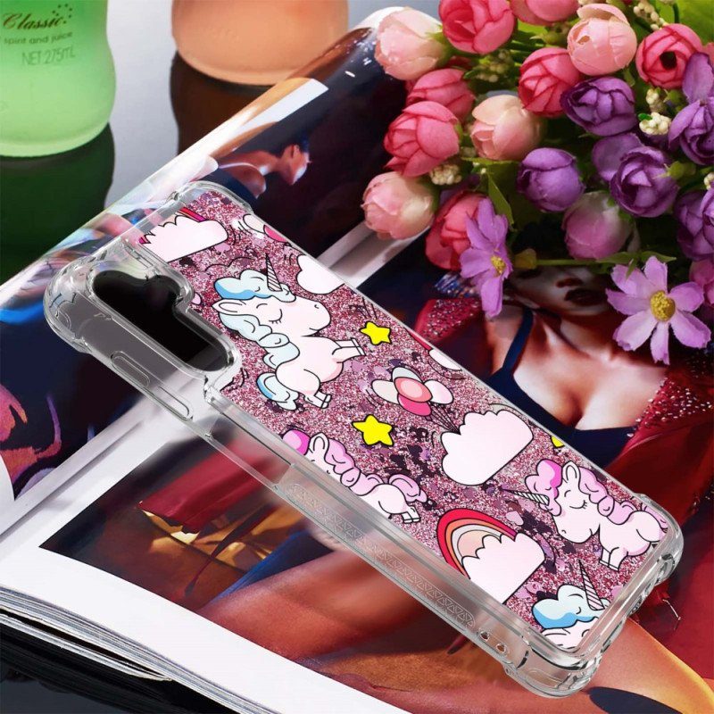 Mobilskal Samsung Galaxy A54 5G Glitter Enhörningar