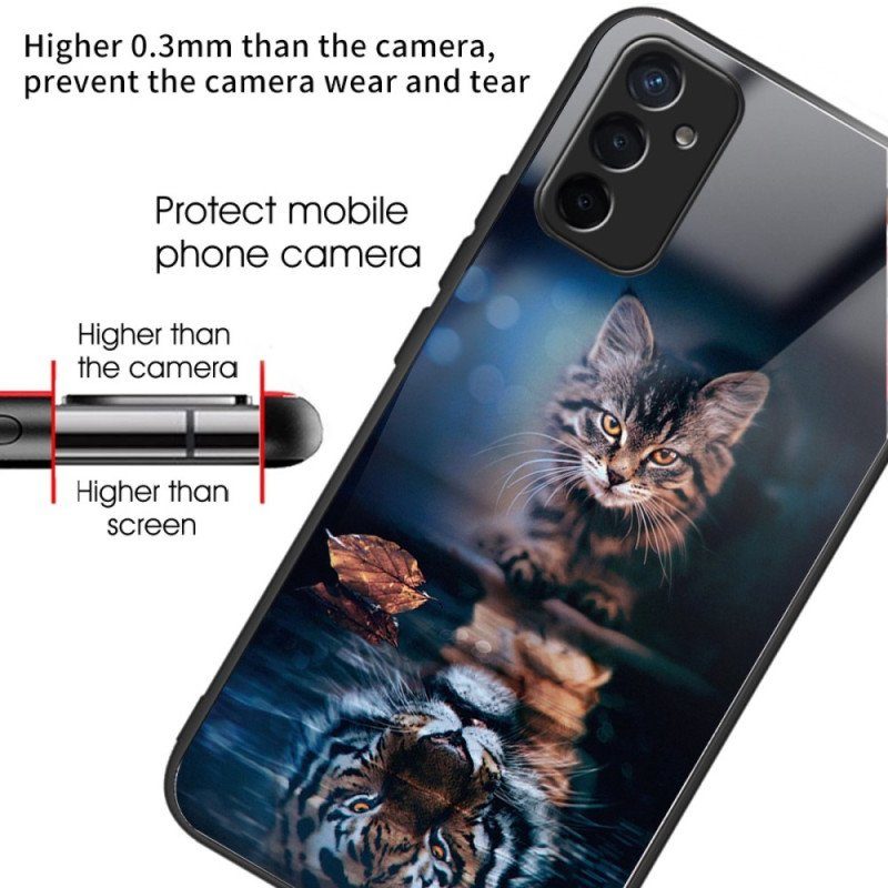 Mobilskal Samsung Galaxy M13 Katt I Härdat Glas