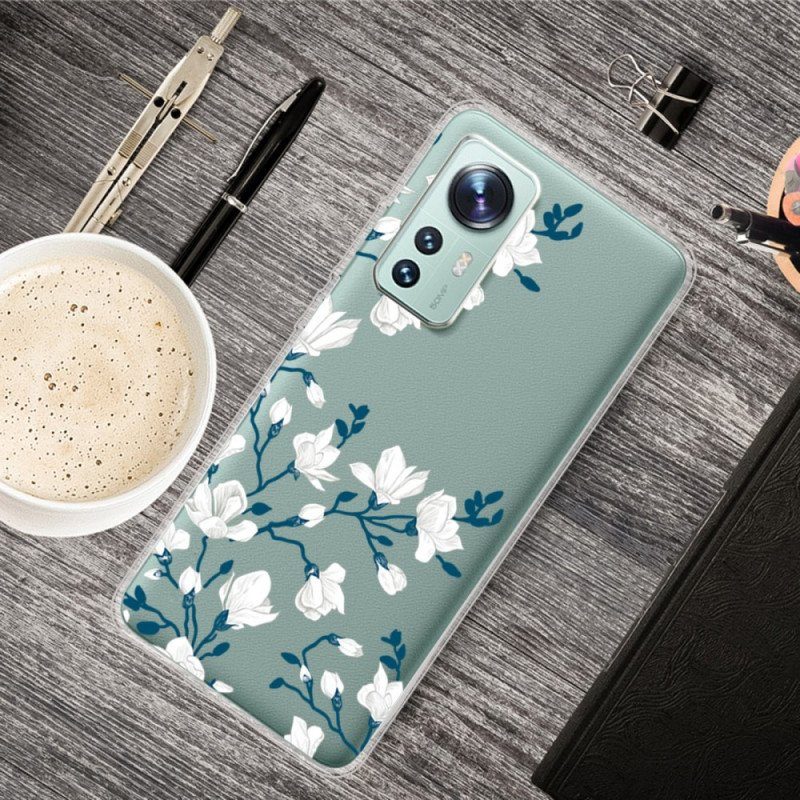 Mobilskal Xiaomi 12 Pro Silikon Vita Blommor