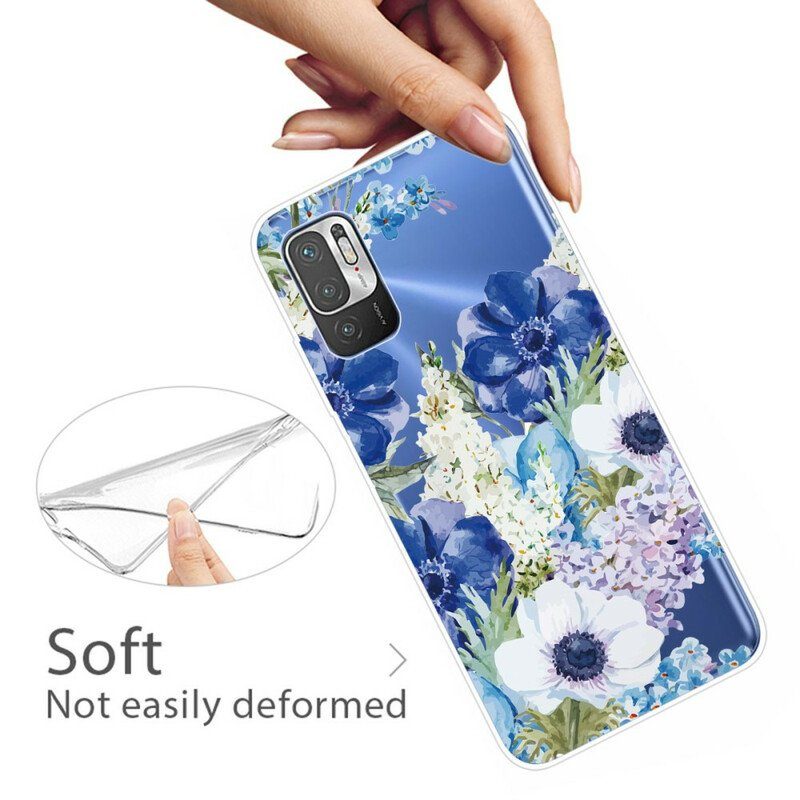 Mobilskal Xiaomi Redmi Note 10 5G Akvarell Blå Blommor