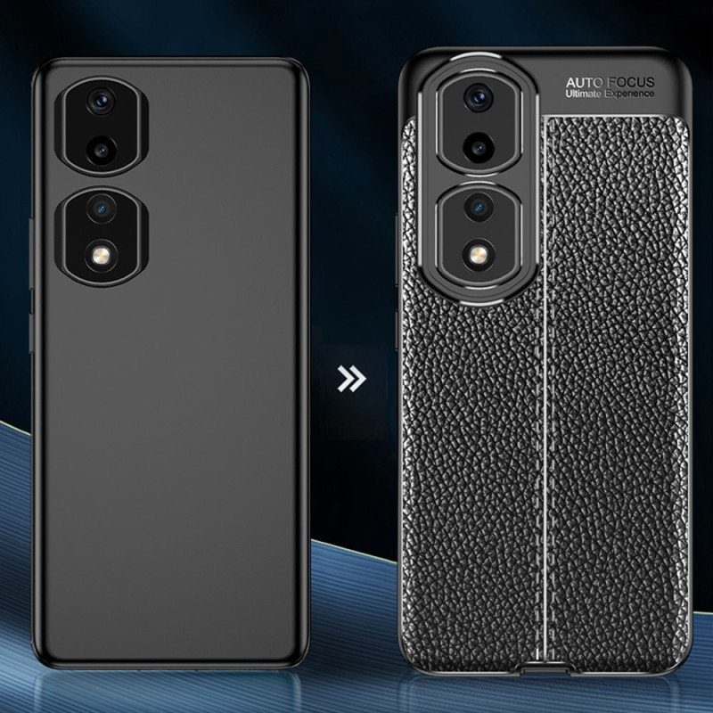 Skal Honor 90 Pro Dubbellinje Litchi Lädereffekt