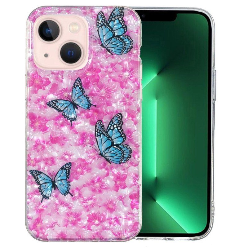 Skal iPhone 15 Plus Blommor Och Fjärilar