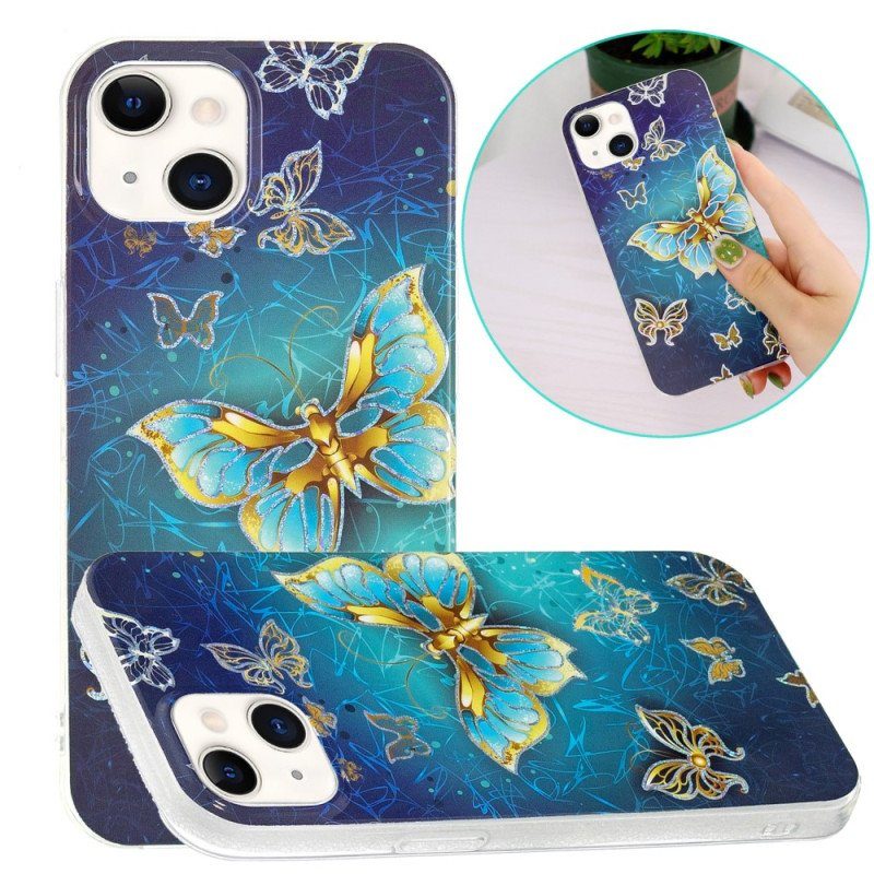 Skal iPhone 15 Plus Gyllene Fjärilar