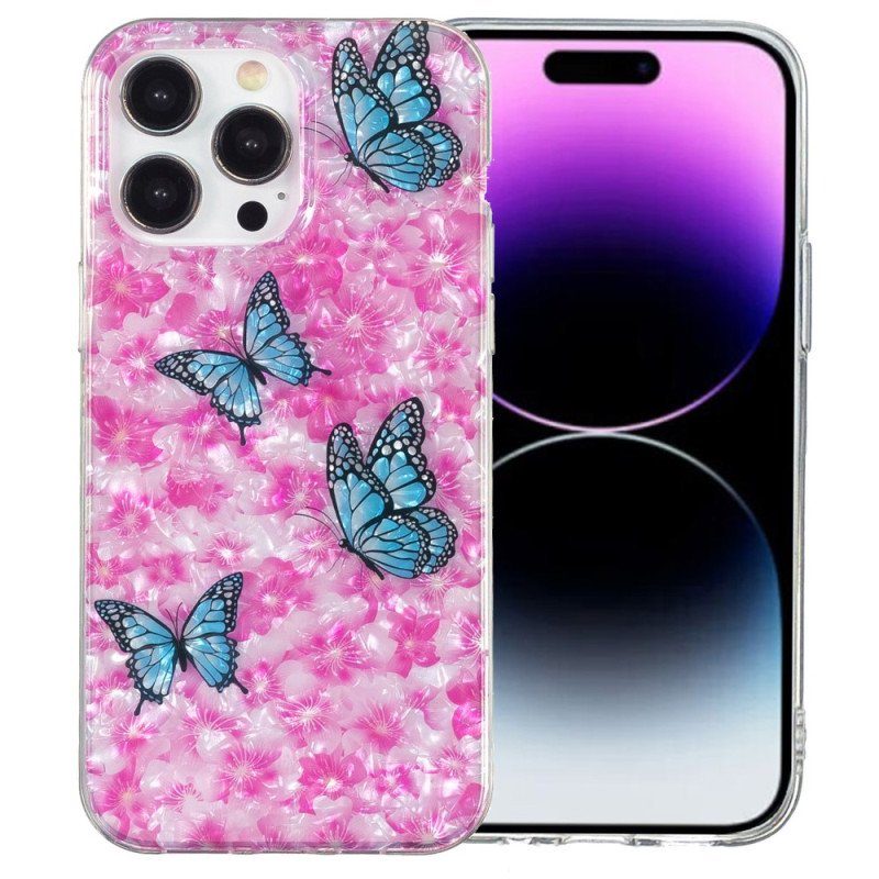 Skal iPhone 15 Pro Blommor Och Fjärilar