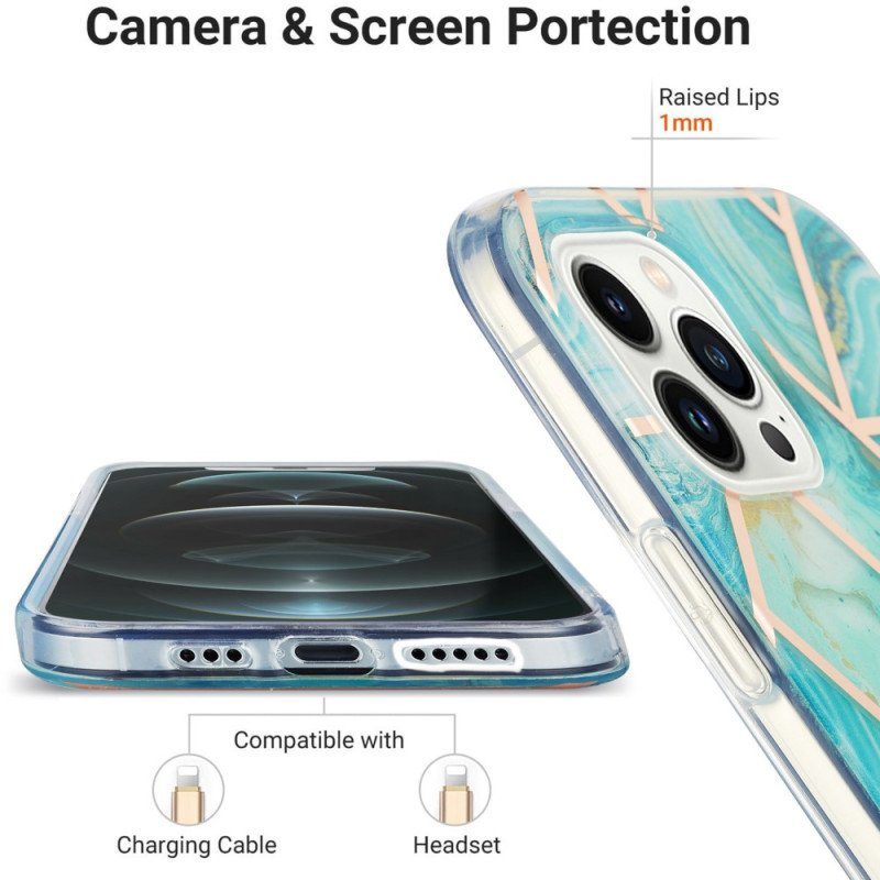 Skal iPhone 15 Pro Max Geometrisk Marmor