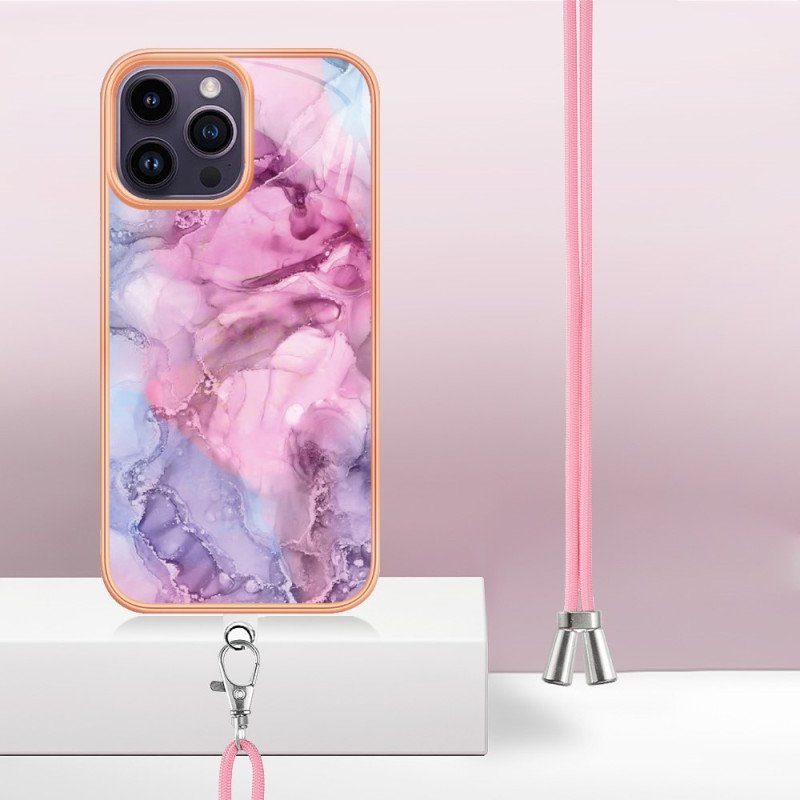 Skal iPhone 15 Pro Max Med Snodd Marmorerad Sladd
