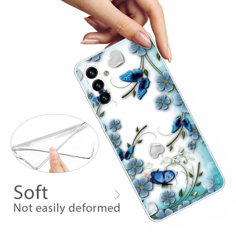 Skal Samsung Galaxy A13 5G / A04s Retro Fjärilar Och Blommor