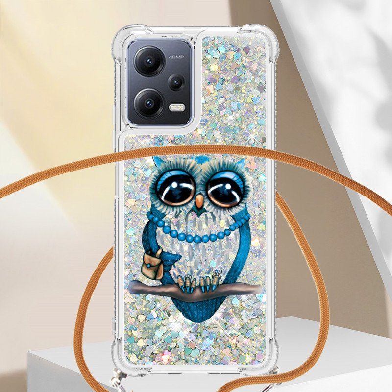 Skal Xiaomi Redmi Note 12 5G Med Snodd Paljett Dragsko Miss Owl
