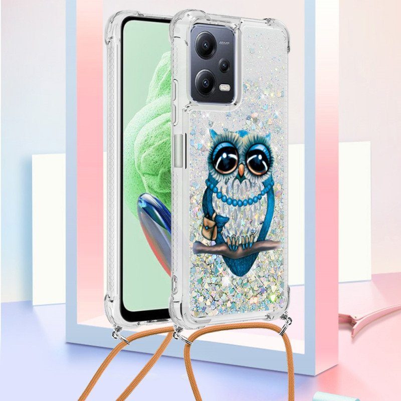 Skal Xiaomi Redmi Note 12 5G Med Snodd Paljett Dragsko Miss Owl